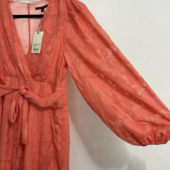 Alex Marie Dress Coral Peach Floral Fit And Flare Size 10 Long Sleeve NWT $158 - Picture 6 of 13